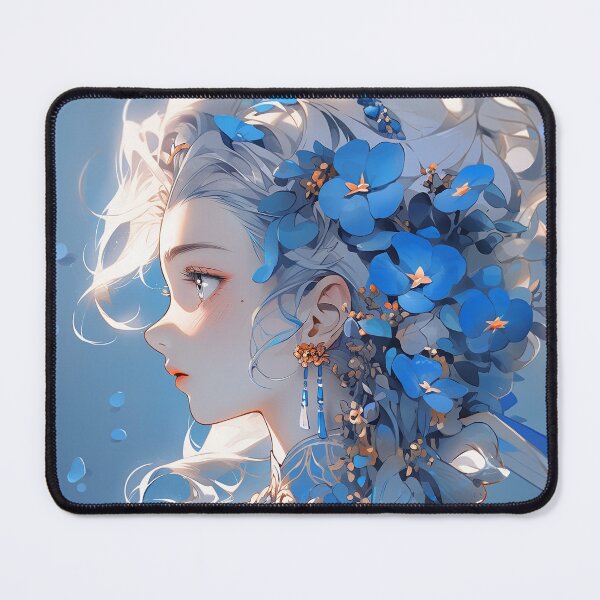 Item preview, Beautiful Elegant Blue Floral Anime Girl designed and sold by bubblegoth.