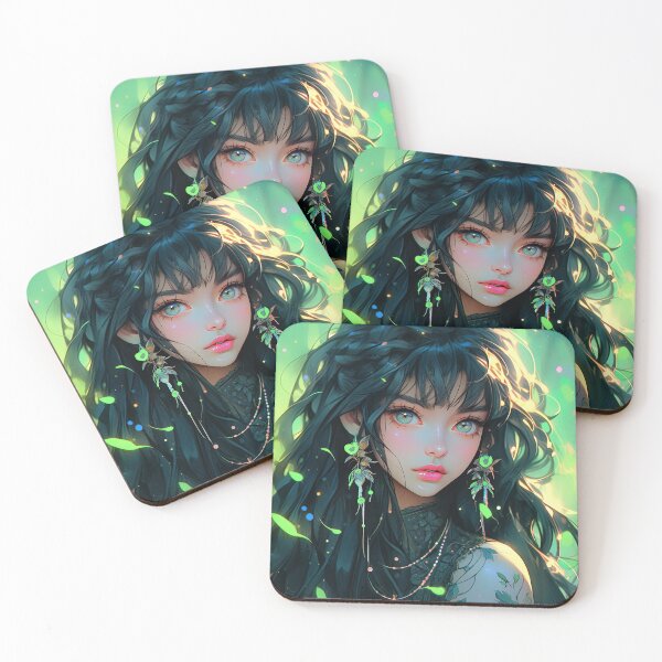 Item preview, Beautiful Glowing Green Nature Elf Anime Girl designed and sold by bubblegoth.