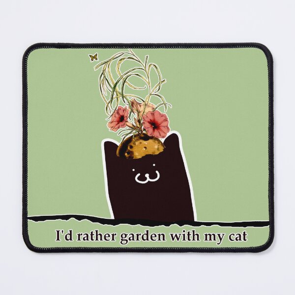 Item preview, Black Cat with a Plant Hat designed and sold by notsweettea.