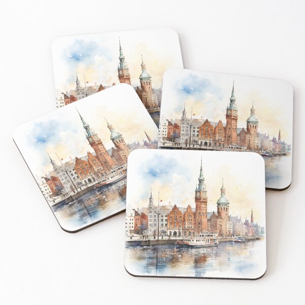 Item preview, Elbe Echoes: Hamburg in Watercolor Glow designed and sold by KatVik-Design.