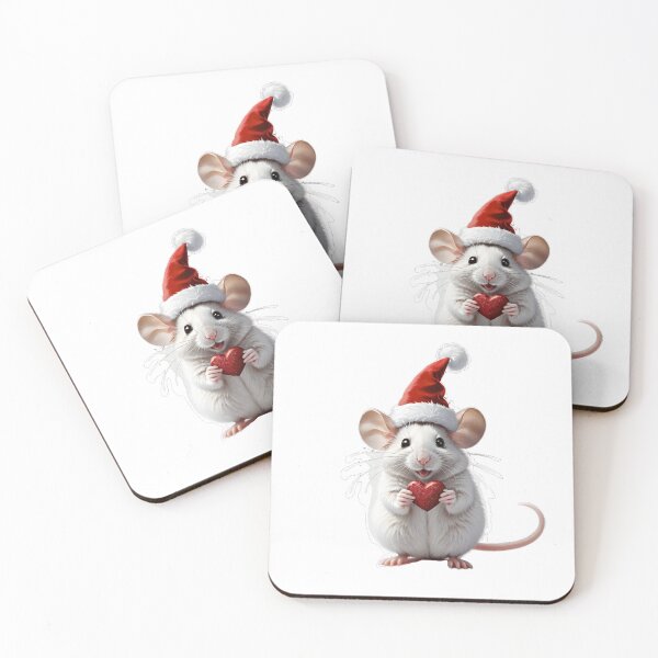 Item preview, A mouse in a Santa hat and heart -Christmas pattern designed and sold by My-fake-places.