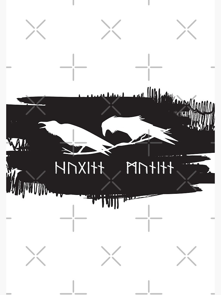 "Hugin and Munin Odin Ravens/Crows with Runic names Norse Viking