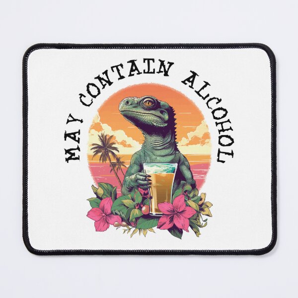 Item preview, Green Lizard Holding Beer - May Contain Alcohol (Black Lettering) designed and sold by VelvetRoom.