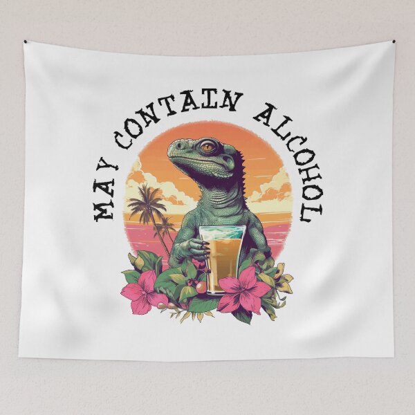 Item preview, Green Lizard Holding Beer - May Contain Alcohol (Black Lettering) designed and sold by VelvetRoom.