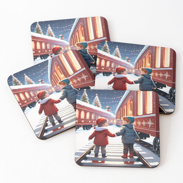 Item preview, Little Boy And Girl And Santa's Train designed and sold by KoliBabb.
