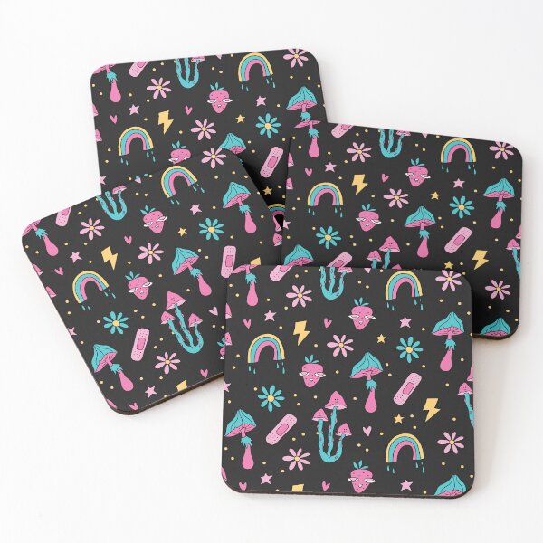 Item preview, retro groovy Mushroom rainbow flowers designed and sold by SHOPAHD.
