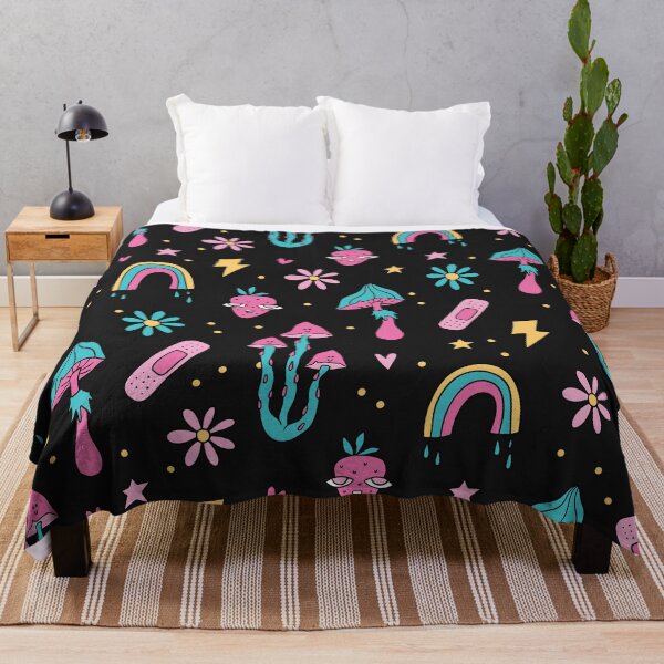 Item preview, retro groovy Mushroom rainbow flowers designed and sold by SHOPAHD.