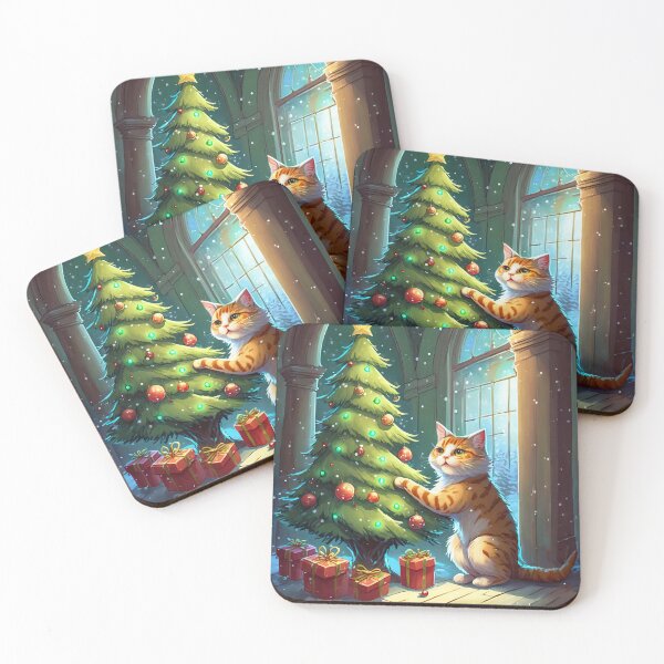 Item preview, Kitty ayuda a decorar el árbol de Navidad designed and sold by ArtFactoryAI.