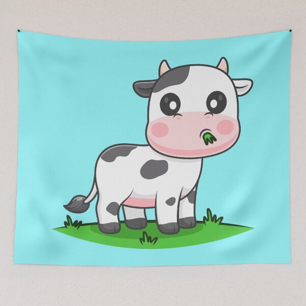 Item preview, Cute Cow Grazing Cartoon Vector Icon designed and sold by hjian8219.