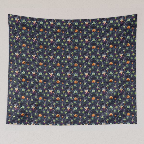Item preview, Illustrated Cartoon Witch Pumpkin Halloween Seamless Pattern designed and sold by ajmatos.