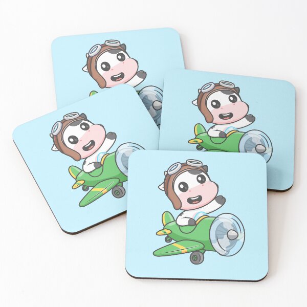 Item preview, "Cute Cow Pilot Flying with Plane Cartoon Vector Icon" designed and sold by hjian8219.