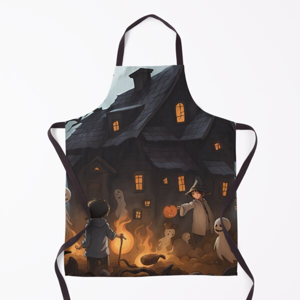 Item preview, Creepy cute Halloween house with ghost, scarecrow, pumpkin and lights designed and sold by depthsofthemind.