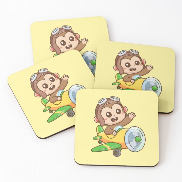 Item preview, Cute Monkey Pilot Flying with Plane Cartoon Vector Icon designed and sold by hjian8219.