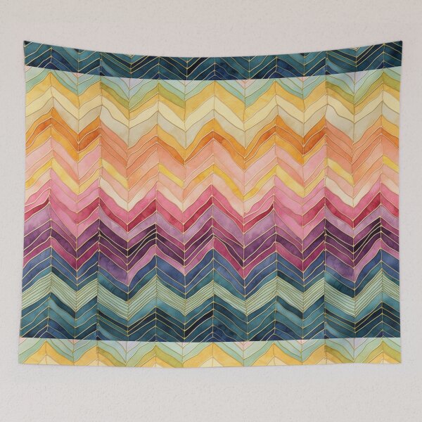 Item preview, Watercolor zigzags interspersed with gold designed and sold by MyMerryMary.
