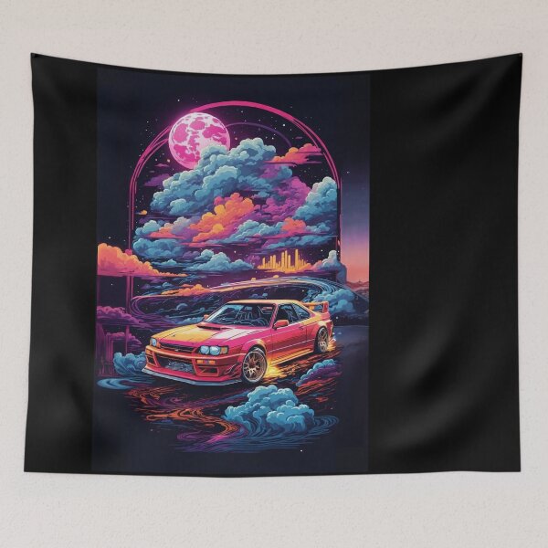 Artikelvorschau, Klassischer Vintage-Superauto-Neon-Cyberpunk – psychedelischer Synthwave-Stil entworfen und verkauft von DigitalEmporio.