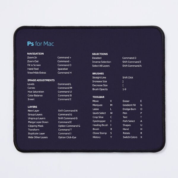 Item preview, Adobe Photoshop Mac Shortcuts Mousepad Graphic Design Tool designed and sold by coolartmerch.