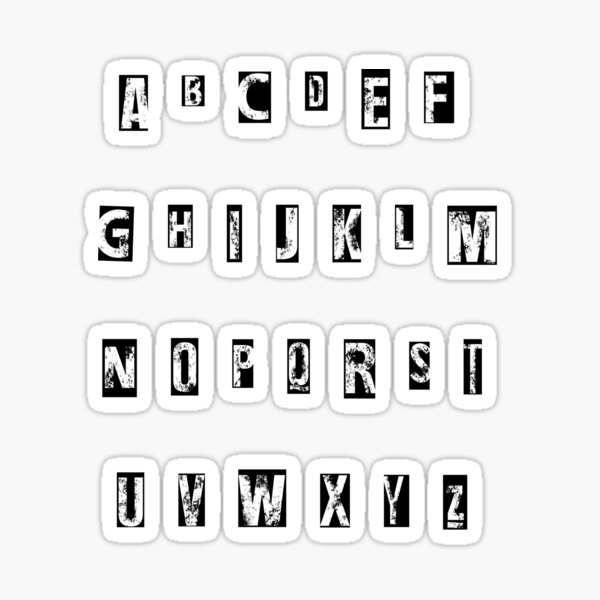 Black newspaper clippings serif font alphabet letters | Sticker