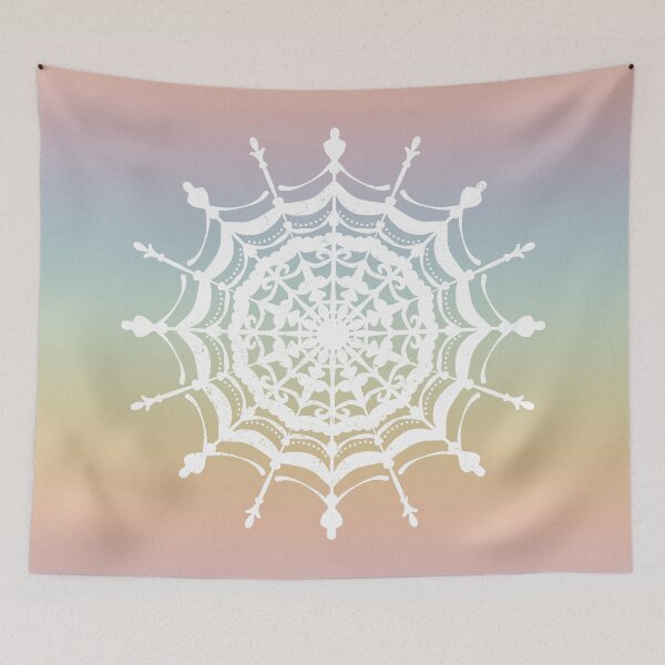 Item preview, Victorian Lace Spider Web Mandala - Rainbow Sorbet + Snow designed and sold by Irene Estelle.