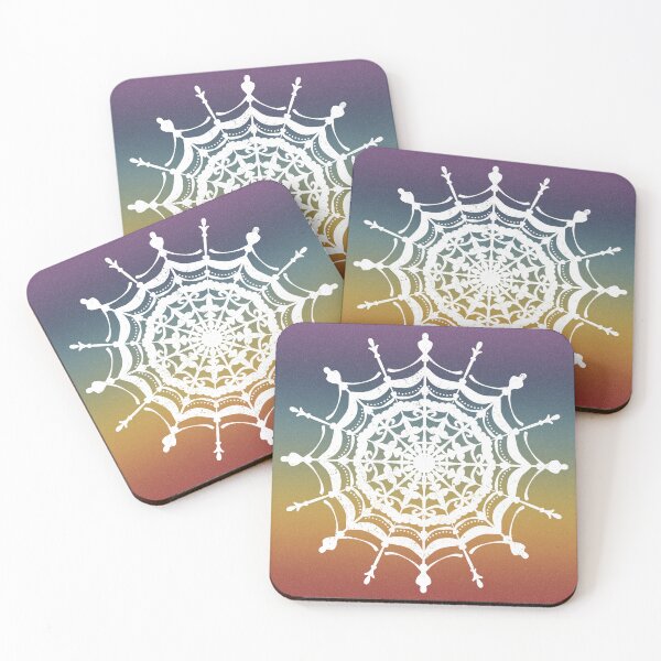 Item preview, Victorian Lace Spider Web Mandala - Rainbow Sunset + Snow designed and sold by Irene Estelle.