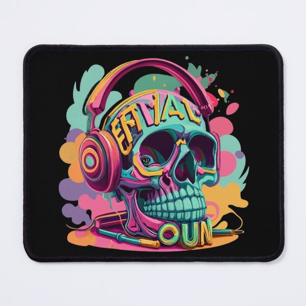 Item preview, Skull listening to music designed and sold by TrendyPalette.