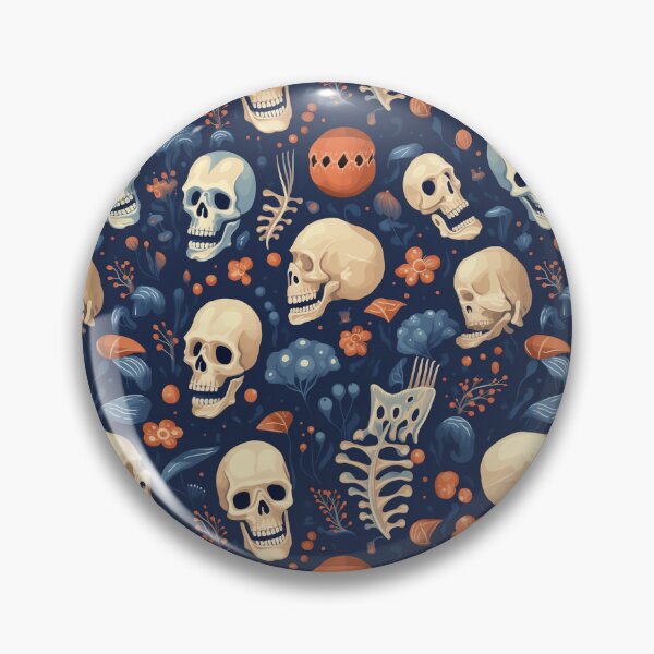 Artikelvorschau, Skelett-Schädel-Kopf-Herbst-Blumen-Halloween-Wiederholungsmuster entworfen und verkauft von ajmatos.