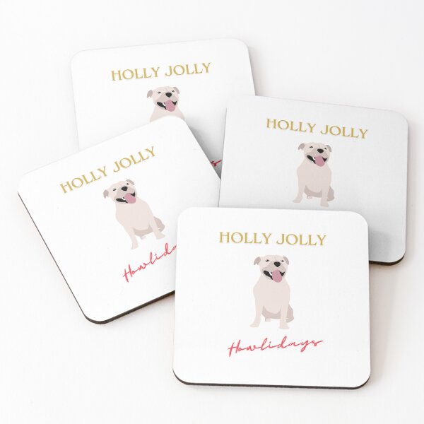 Item preview, White Pitbull black Holly Jolly Howlidays designed and sold by WildBeauty.