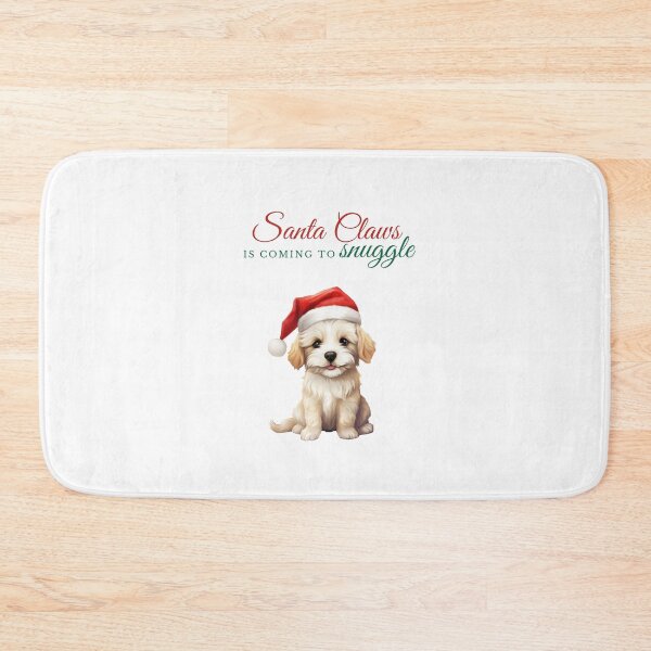 Item preview, Golden Retriever Santa Claws is coming to snuggle in red and green designed and sold by WildBeauty.