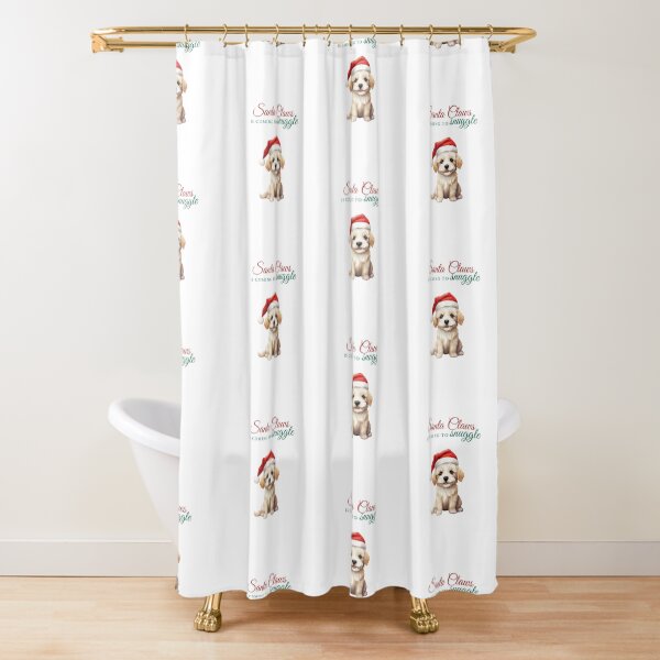 Item preview, Golden Retriever Santa Claws is coming to snuggle in red and green designed and sold by WildBeauty.