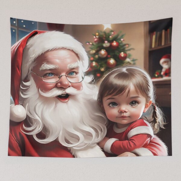 Item preview, Santa and Little Girl Portrait designed and sold by KoliBabb.