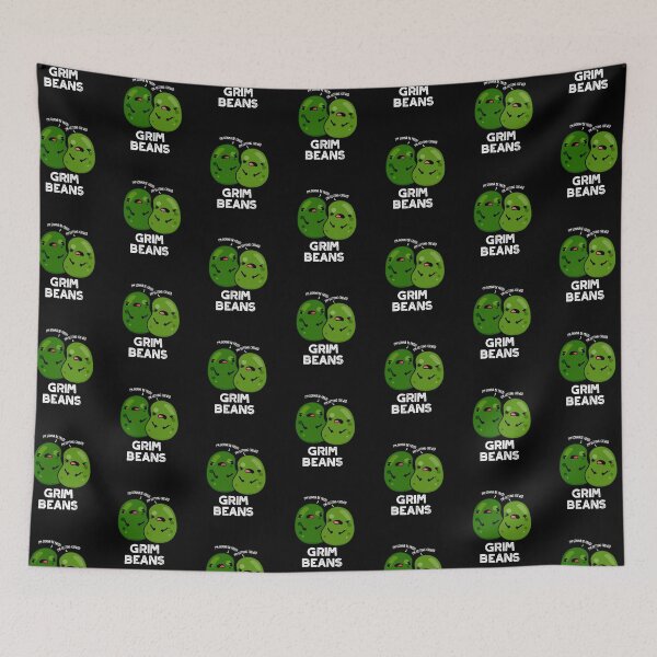 Item preview, Grim Beans Funny Veggie Puns (Dark BG) designed and sold by punnybone.