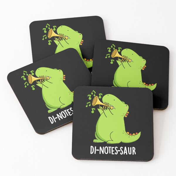 Item preview, Di-notes-saur Funny Dinosaur Puns (Dark BG) designed and sold by punnybone.