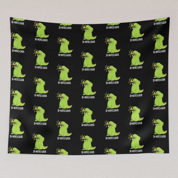 Item preview, Di-notes-saur Funny Dinosaur Puns (Dark BG) designed and sold by punnybone.
