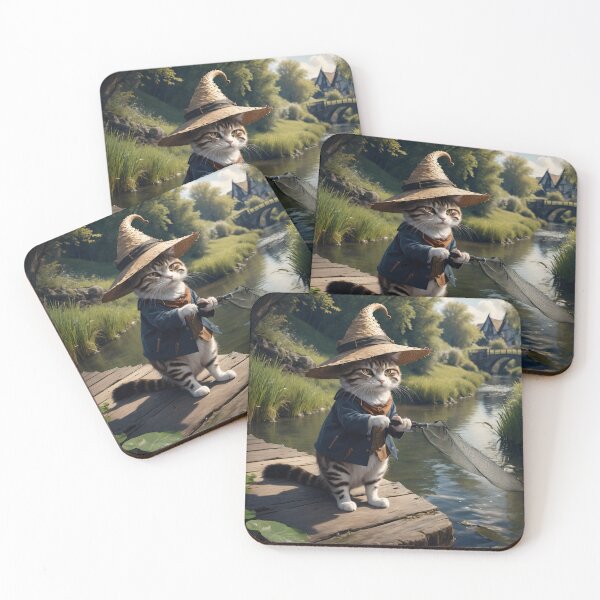 Item preview, A cat fishing in a river designed and sold by AiAnatnom.