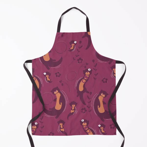 Item preview, minimalist otters seamless repeating pattern - sunset orange and magentas designed and sold by VibeFae.