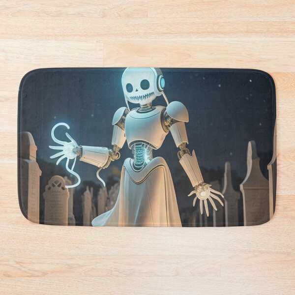 Item preview, a ghost robot walking the cemetery of forever. designed and sold by MidknightBpaw.