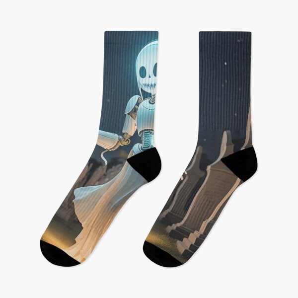 Item preview, a ghost robot walking the cemetery of forever. designed and sold by MidknightBpaw.