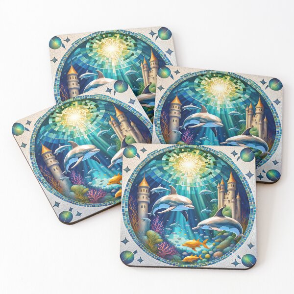 Item preview, Dolphin Realm in colorful Mosaic designed and sold by Sovari One Fashions.