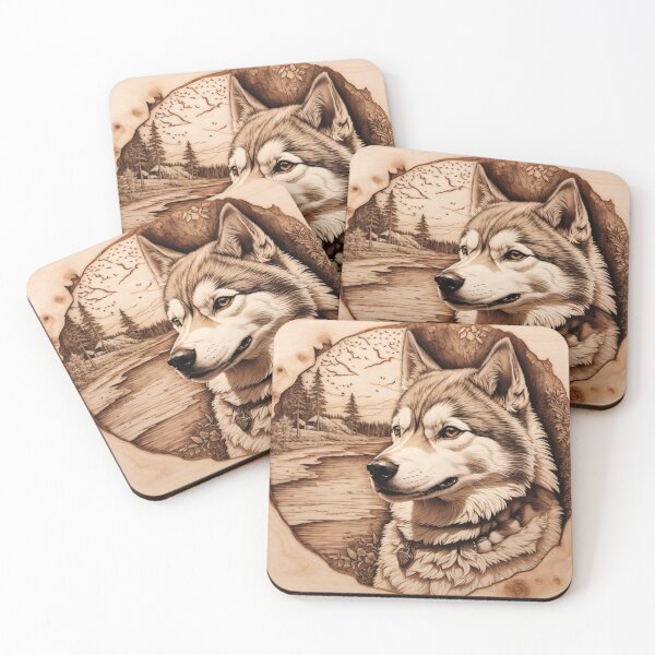 Item preview, Husky siberiano: La majestuosa gracia de la madera (Pyro Pets Art - 051) designed and sold by pyropetsart.