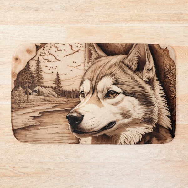 Item preview, Siberian Husky: The Majestic Grace of Wood (Pyro Pets Art - 051) designed and sold by pyropetsart.