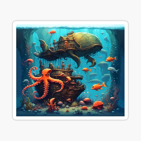Under Water Pirate Ship Sticker