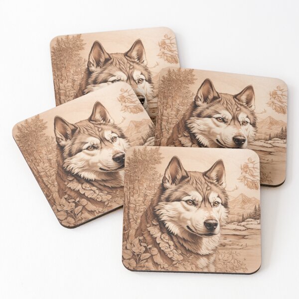 Item preview, Husky siberiano: La majestuosa gracia de la madera (Pyro Pets Art - 052) designed and sold by pyropetsart.
