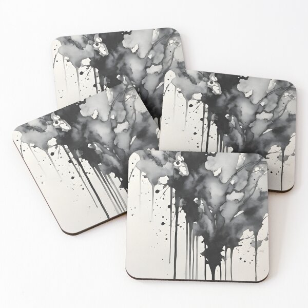 Item preview, Dripping Black Ink Pattern on Beige designed and sold by aiartistmarket.