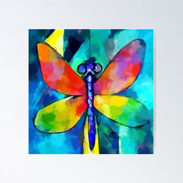 Abstract Painting newest Acrylic Abstract Dragonfly Wings Libelle Red Yellow Painting Collage Art on Cardboard