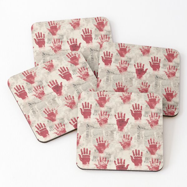 Item preview, True Crime Red Handprints on Newsprint designed and sold by Michele Bergh.