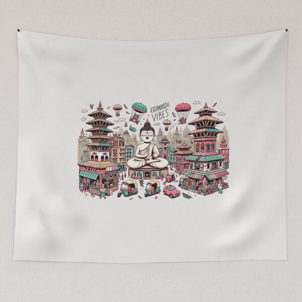 Item preview, Vibraciones del paisaje urbano de Katmandú designed and sold by Places On Earth.
