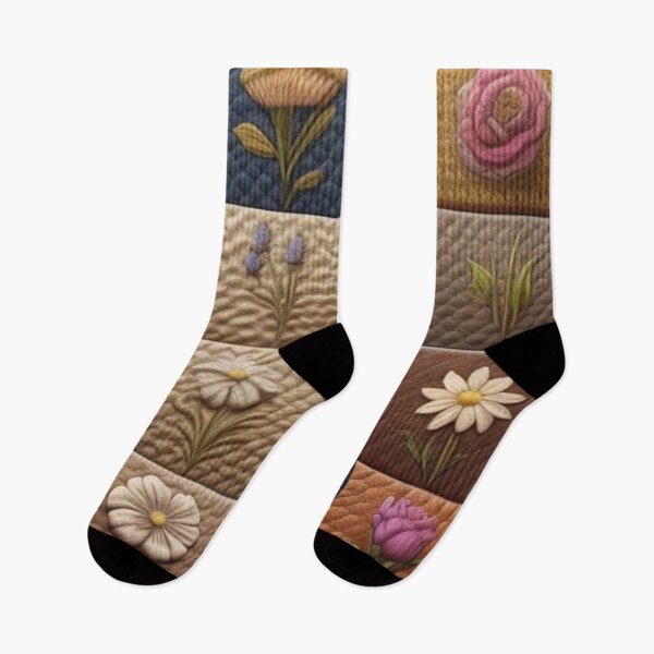 Artikelvorschau, Tweed-Blumen-Patchwork entworfen und verkauft von Roxburylane.