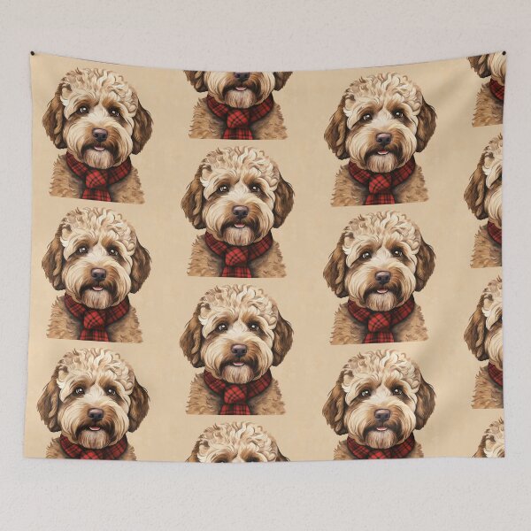 Item preview, Lagotto Romagnolo Christmas Plaid Watercolor designed and sold by rafaeltto.
