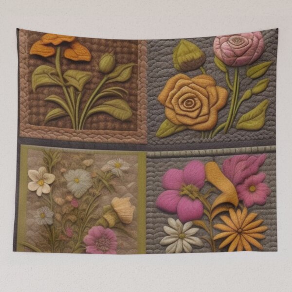 Item preview, Vintage Tweed floral Patchwork  designed and sold by Roxburylane.