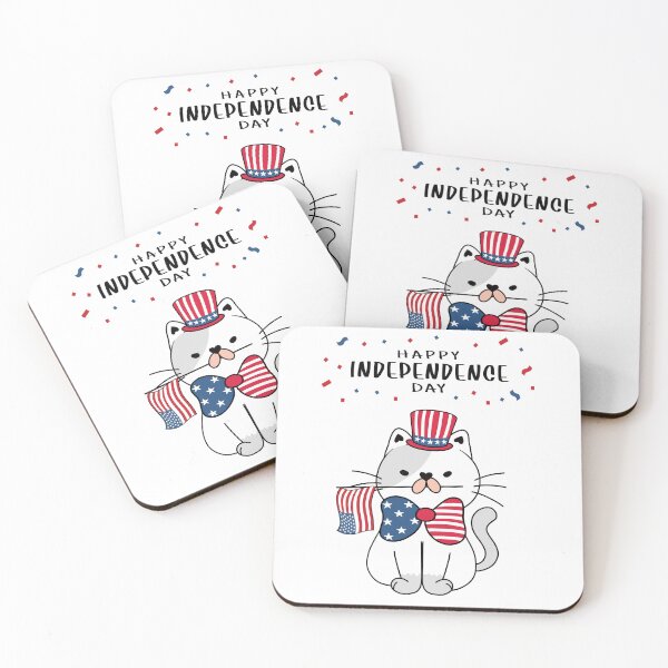 Item preview, cute cat happy independence day, cute cat welcomes independence day, cute cat on 4th July designed and sold by GreyStanzione1.
