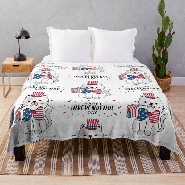 Item preview, cute cat happy independence day, cute cat welcomes independence day, cute cat on 4th July designed and sold by GreyStanzione1.